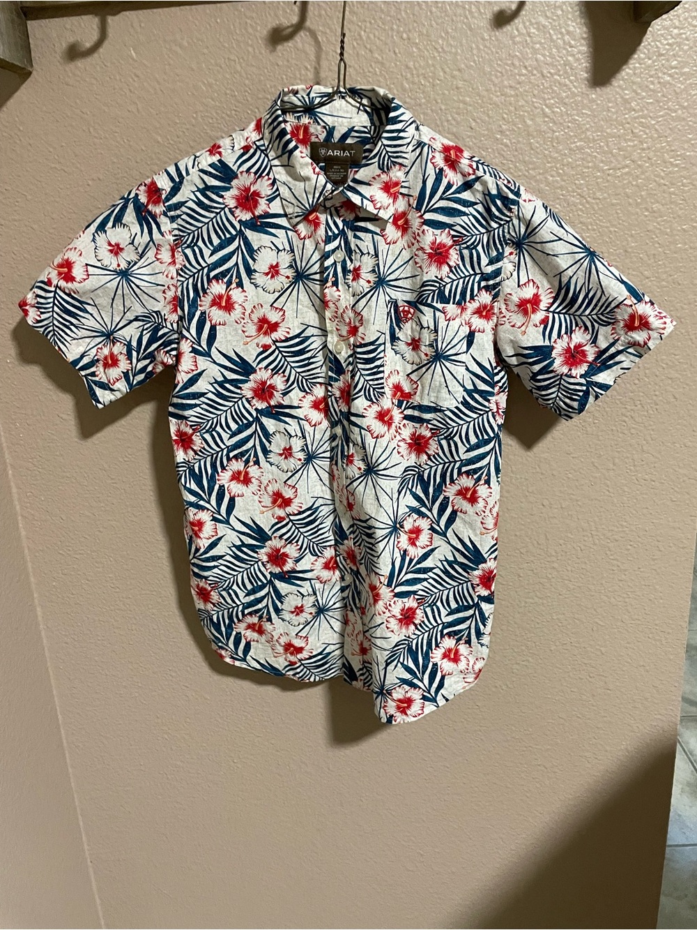 Ariat boys White Floral Short-Sleeve Button-Down Shirt